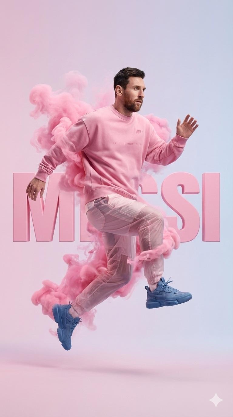 Атлет в розовой дымовой взрыв