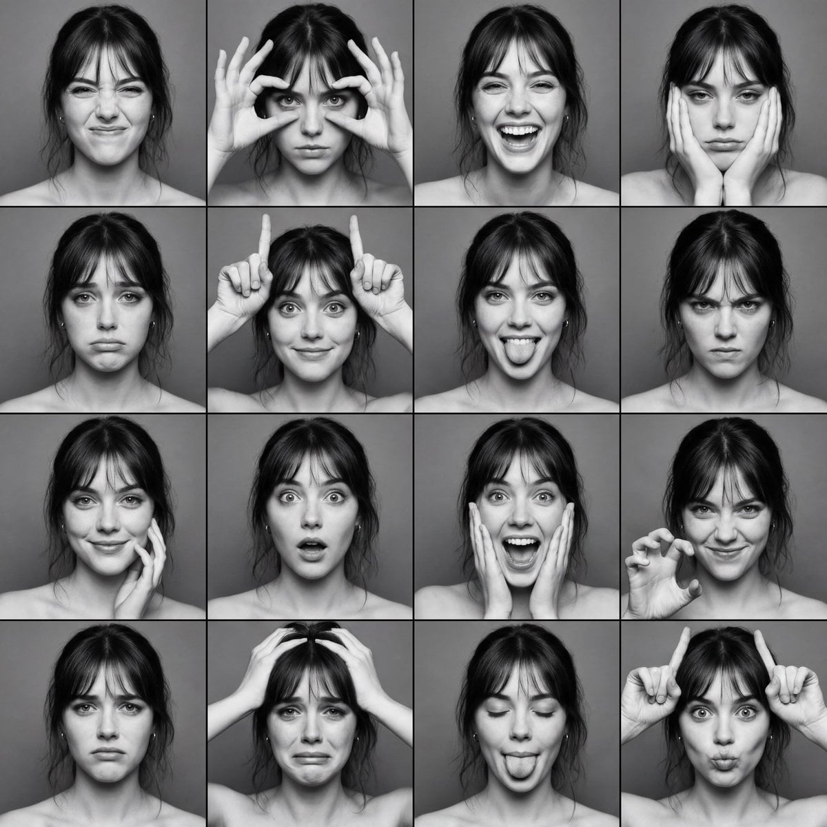 Чёрно-белая фотобудка с выражениями лица