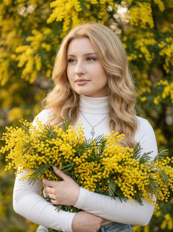 Портрет с мимозой