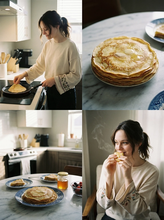 Утренний коллаж с блинчиками