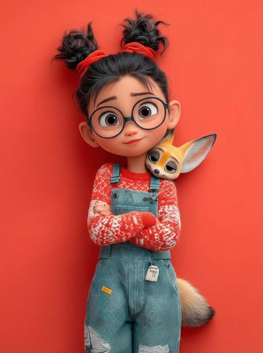 Девочка Pixar в красном свитере