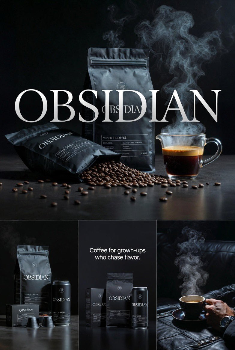 Obsidian кофе в темной сцене