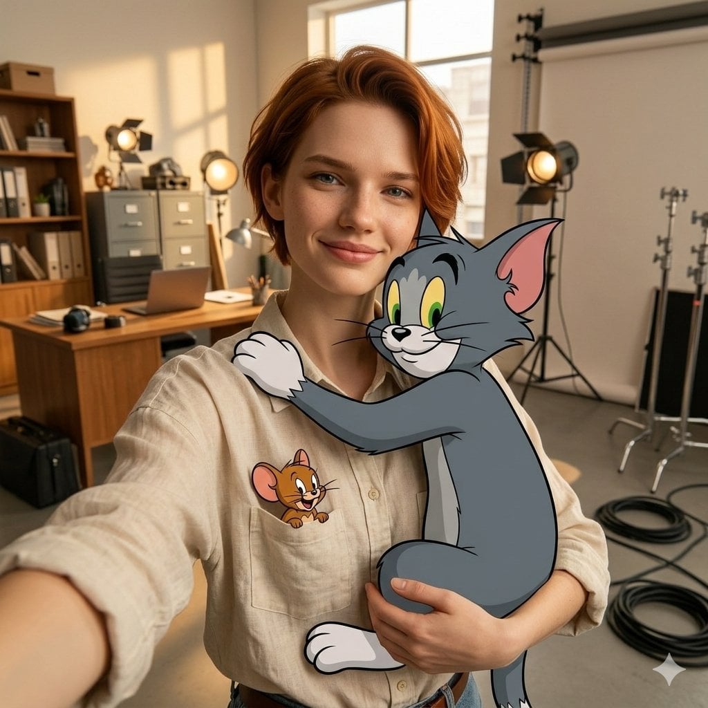 Селфи с мультяшным котом