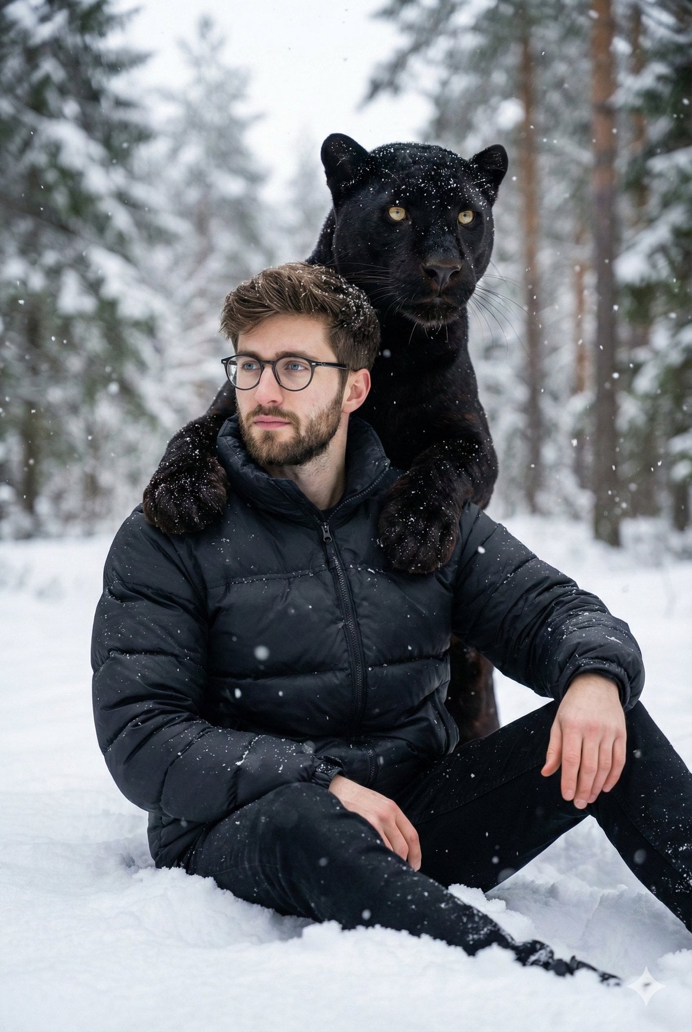 Снег и чёрная пантера
