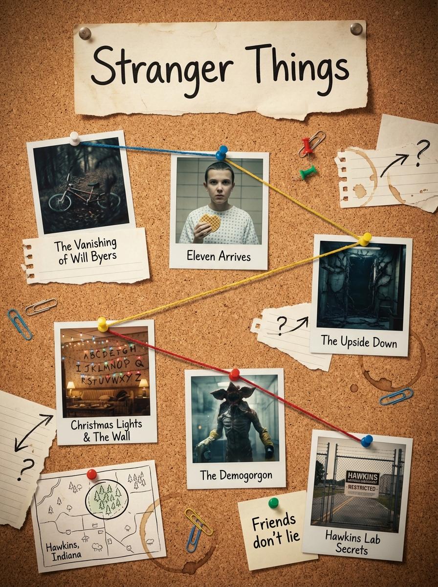 Stranger Things на доске с пин-артом