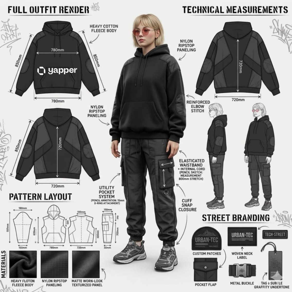 Уличная мода в 3D-рендере