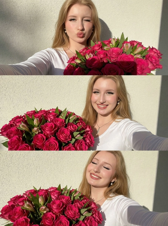 Селфи с букетом