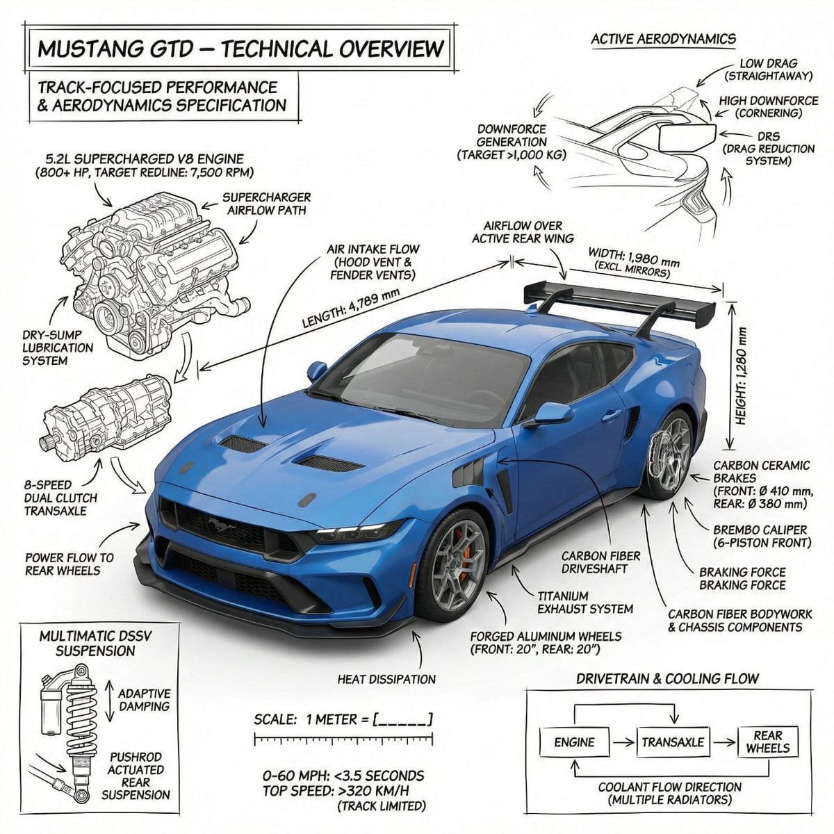 Mustang GTD с аннотациями