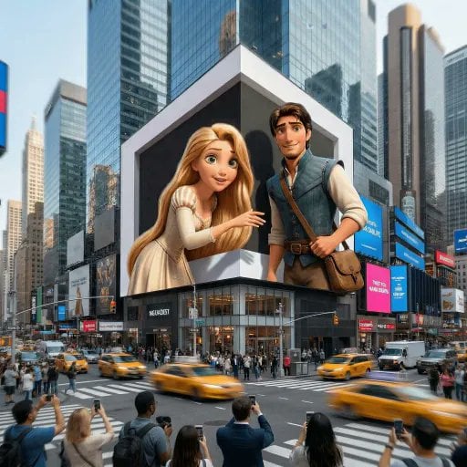 Город таймс-сквер с 3D экраном