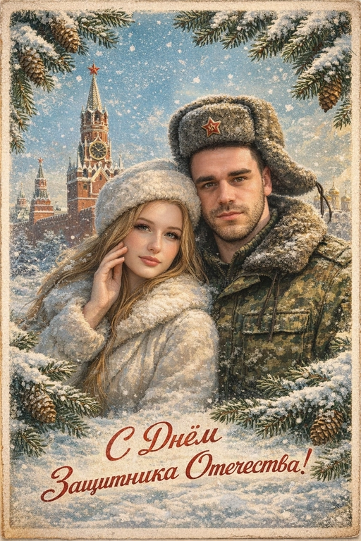 Винтажная открытка на 23 февраля